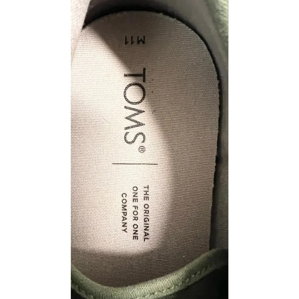 TOMS men’s olive green canvas dress sneakers sz 11M